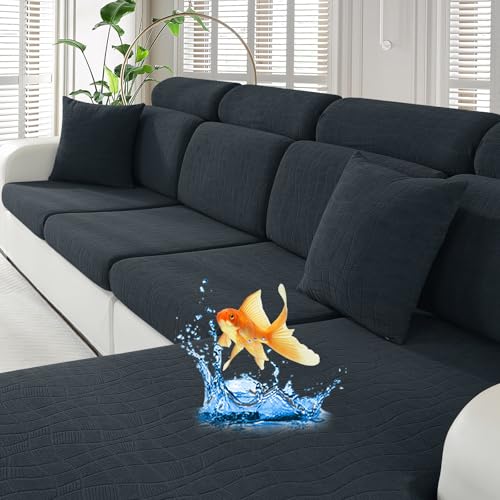 MAXIJIN Waterproof Couch Cushion Covers Stretch Sofa Seat Slipcovers Washable，Sectional Outdoor Cushion Covers with Elasti...