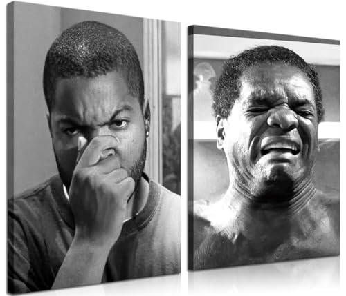 Framed Funny Bathroom Canvas Wall Art Set of 2 - Black and White Vintage Comedy Movies Posters, Funny Toilet Humour Smell ...