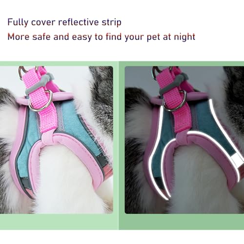 Anelekor Bunny Harness and Leash Set Reflective Strip Kitten Vest Harness Escape Proof Rabbit Leash Walking Pet Accessorie...