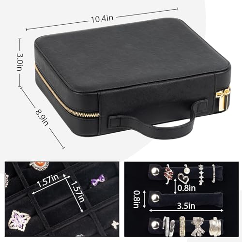 Luxury Velvet Ring Storage Organizer Case, Leather Ring Holder for Women/ Girls/ Mothers/ Wife, Portable Jewelry Display B...