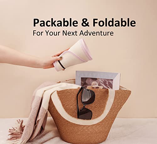 Joywant Womens Sun Visor Hats, Packable Wide Brim Ponytail Beach Hat Straw Visor Summer Beach Vacation Essentials for Womens