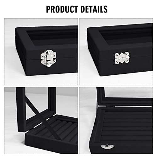 Vicoter Rings Organizer Tray 7 Slots Velvet Jewelry Earring Storage Box with Transparent lid Jewelry Display Case for Girl...