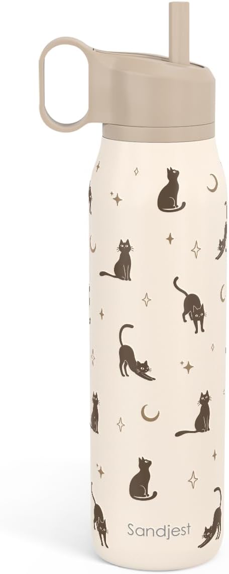 Cat Stainless Steel Water Bottle with Twist Lid 20oz, Travel Insulated Water Bottles for Sports & Gym, Gift for Women Girl...