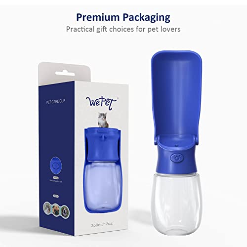 WePet Foldable Portable Dog Water Bottle Puppy Water Dispenser with Drinking Feeder, 12 OZ, High-Temperature Resistant Lea...
