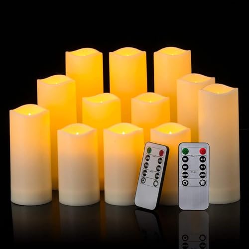 CAKETYCG Flameless Candles with Remote Control Waterproof Outdoors & Indoors, Battery Candles with Remote Timer, Decorativ...
