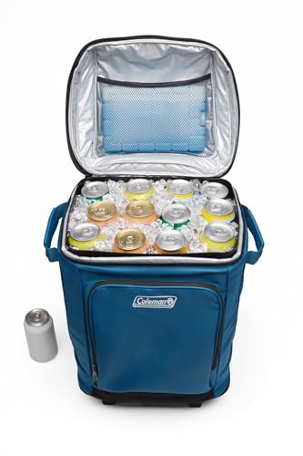 Coleman 42-Can Soft Rolling Cooler with Wheels, Leak-Proof Portable Insulated Chiller with 12+ Hour Ice Retention, Made wi...