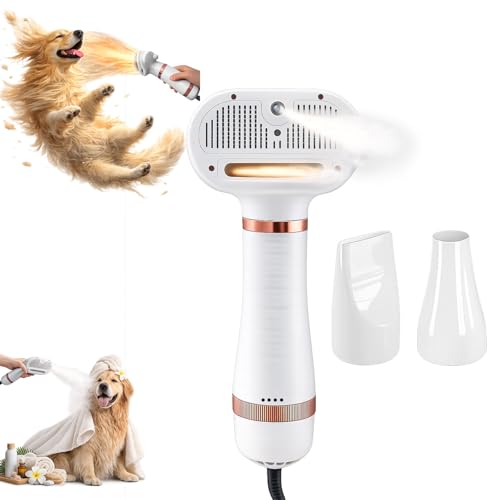 All-in-One Steam Pet Grooming Brush for Dogs & Cats, Soft Brushing with Drying & Deshedding, Calm Home Grooming Tool for D...