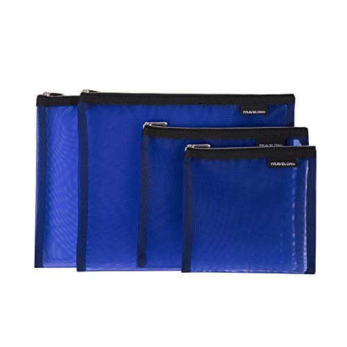 Travelon Set of 4 Mesh Pouches, Blue, 9.5 x 12.75 x 0.5