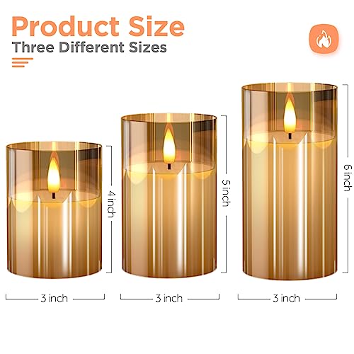 Tyawon Glass Battery Operated LED Flameless Candles with Remote and Timer, Real Wax Candles Warm Color Flickering Light fo...