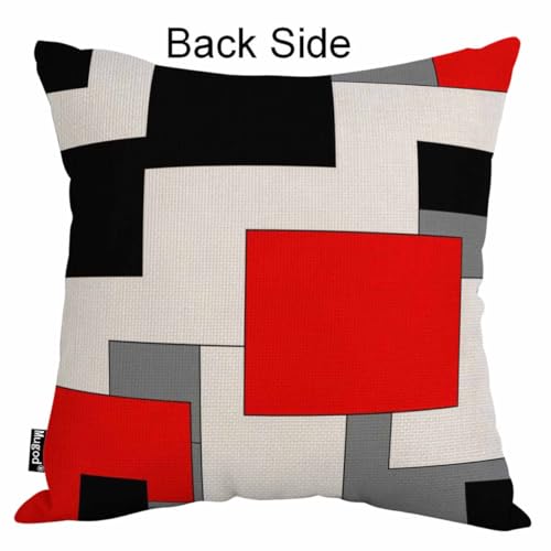 Mugod Paneling Pillow Cover Abstract Geometric Block Red Black Gray White Decorative Throw Pillow Cases Square Cotton Line...