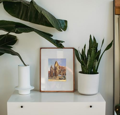 Gdfmsc 11x14 Picture Frame with Mat for 5x7/8x10, Natural Walnut Wood Handcrafted Rounded Corner with Real Glass, Vertical...