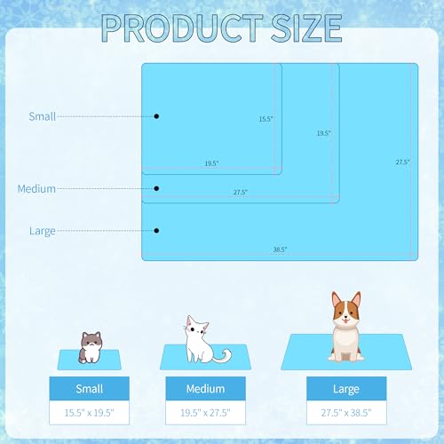 DELIFUR Cat Cooling Mat- Pet Cooling Mat Outdoor for Dogs Self Cooling Pad for Kitten Cat Puppy Machine Washable (Small, B...