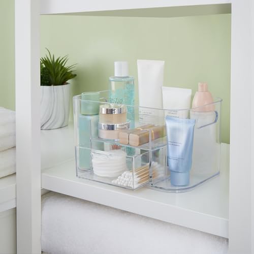 STORi Bliss Clear Makeup Organizer for Countertop, Divided Bathroom Organizer & Storage Drawer, Makeup Brush Holder, Cosme...