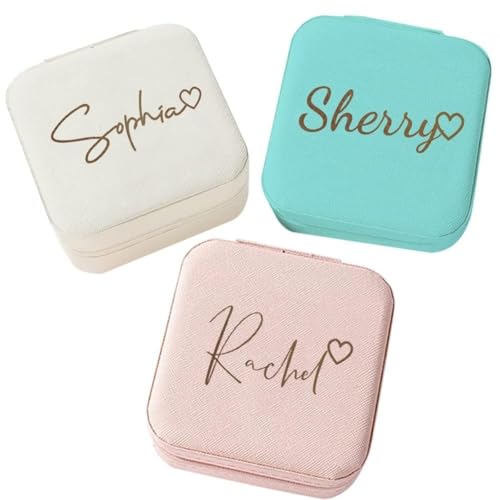 Corissy Personalized Jewelry Box for Women, Custom Travel Jewelry Case with Name and Birth Flower, Leather Jewelry Box for...