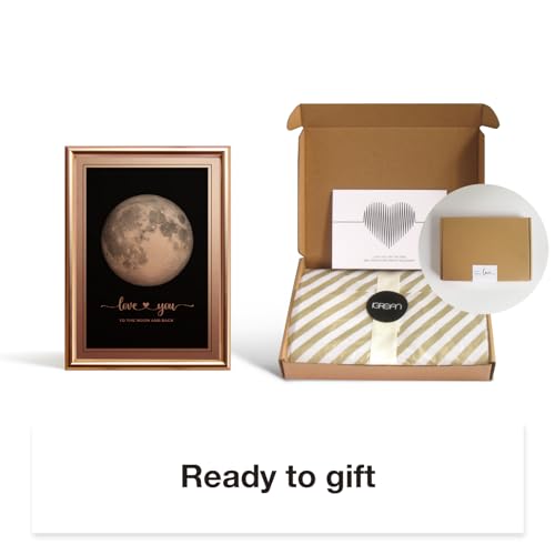 IGREAN I Love You to the Moon and Back - Bronze Moon Print in Frame, Great Gift for Special Occasion, Engagement, Wedding,...
