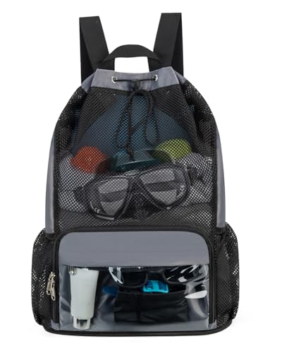ecosmile Drawstring Backpack Sandproof Beach Backpack with Shoe Compartment & Wet Pocket Waterproof Mesh Swim Bag Pool Bag...