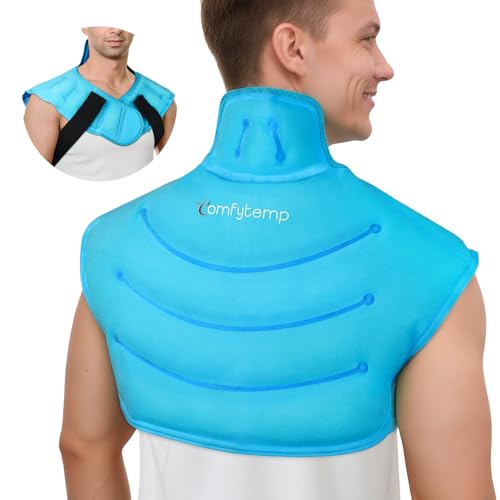Comfytemp Large Ice Pack for Neck Shoulders Upper Back Pain Relief with Straps, Reusable Gel Ice Wrap Hot Cold Compress Th...
