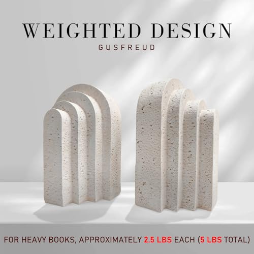 Heavy Duty Book Ends for Shelves, Decorative Book Stopper for Shelves, Resin Decor Bookends for Heavy Books, Modern Home D...