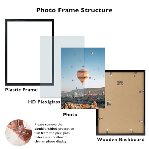 JCJMY 10x13 Picture Frame Black for Wall Hanging, Wall Mounting Horizontally or Vertically, 10 x 13 Wall Gallery Poster Ph...