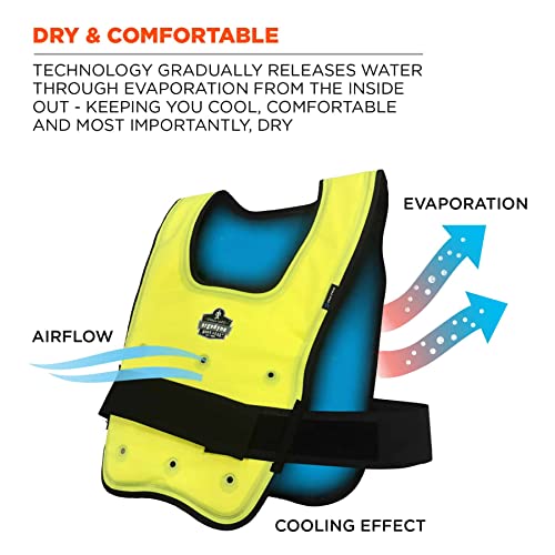 Evaporative Cooling Vest, Wearer Stays Cool and Dry, Breathable Comfort, Pull Over Design, Ergodyne Chill-Its 6687