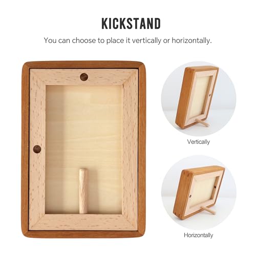Zelvix Natural Teak Wood Picture Frame,Picture 3.5x5 with Mat or 4x6 Without Mat,Standing Desk Photo Frame 4 by 6,Plexigla...