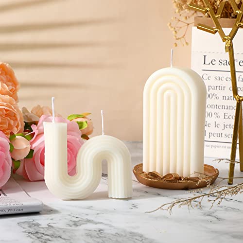 Roowest 2 Pieces Aesthetic Candles Twist Shaped Candle Trendy Taper Candles Minimalist Geometric Soy Wax Scented Art Decor...