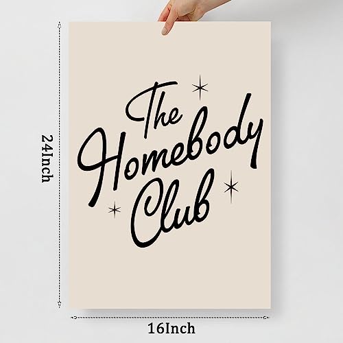 The Homebody Club Wall Art Retro Quote Poster Aesthetic Quotes Wall Decor Beige Aesthetic Art Trendy Funky Quote Posters A...