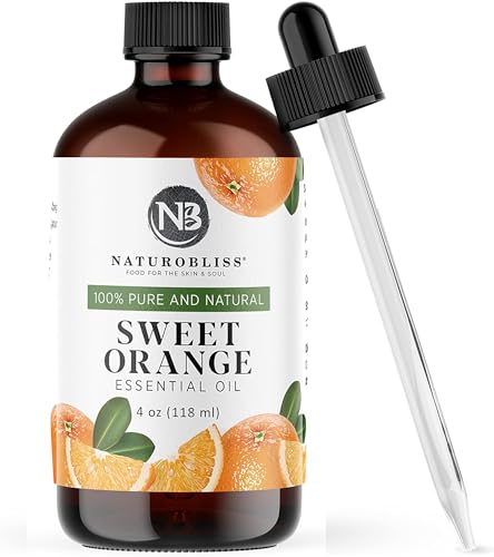 NaturoBliss 100% Pure & Natural Sweet Orange Essential Oil Therapeutic Grade Premium Quality Oil with Glass Dropper - Huge...