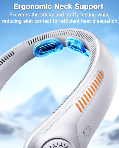 EYERZ Portable Neck Fan - Rechargeable Personal Fan with Neck Support, 5-Speed Quiet Lightweight Long Lasting Neck Fan, Fa...