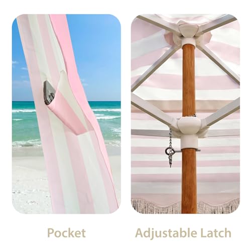 AMMSUN Beach Cabana with Fringe, 6.5' x 6.5' Boho Beach Canopy with Tassels, Easy Set up & Premium Wood Pole, Cabana Tent ...