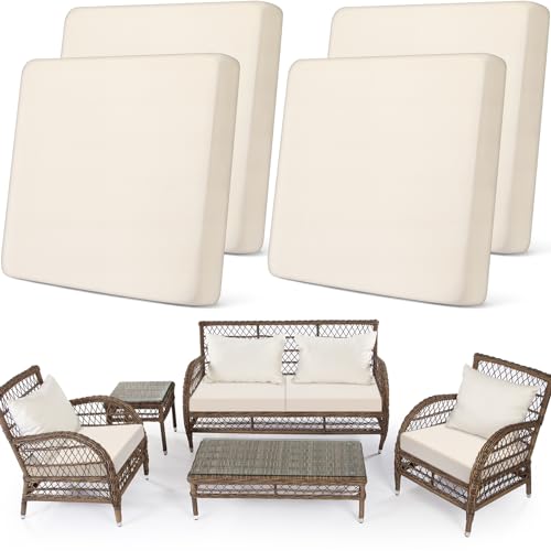 Newwiee Set of 4 Stretch Patio Cushion Covers Sofa Couch Seat Chair Slipcovers Cushion Cover Replacement Furniture Protect...