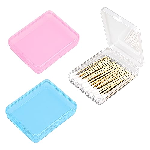3-Piece Portable Travel Pad Holder - Bathroom Countertop Storage Organizer - Cotton Pad, Swab, Floss Dispenser (Blue, Pin...