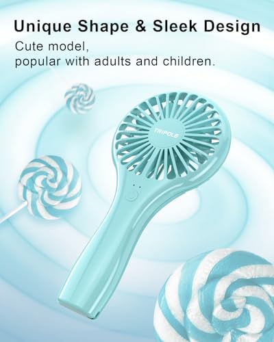 TriPole Mini Handheld Fan Battery Operated Small Personal Portable Fans Speed Adjustable USB Rechargeable Fans Cute Design...