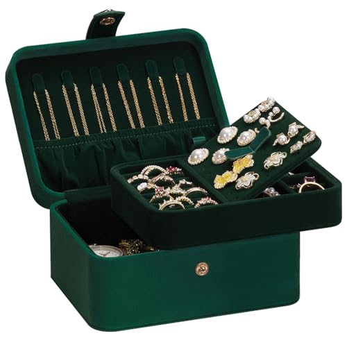 Homde Jewelry Box Small for Women: Ring Earring Organizer Storage for Dresser - Necklace Bracelets Holder with Multi Compa...