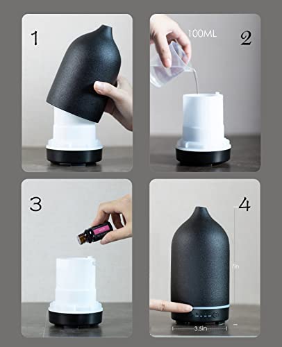 Essential Oil Diffuser,Handcrafted Ceramic Diffuser for Home,Ultrasonic Cool Mist Air Diffuser, 9 Colors Night Light with ...