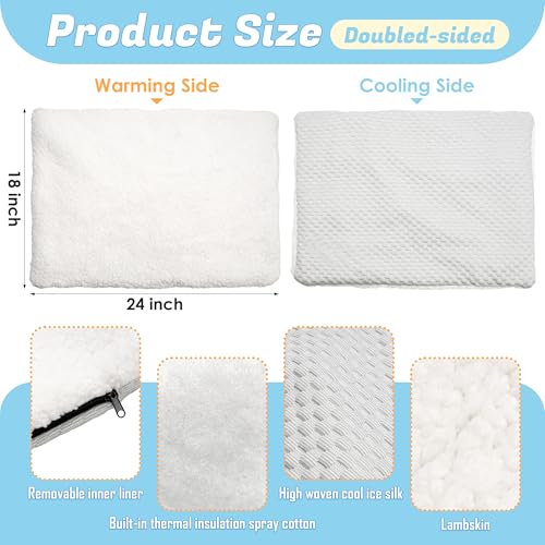 PatiencET Dog Cooling Mat, 18'' x 24" Reversible Dog Crate Pad (Cool and Warm), Pet Cooling Pad Bed with Washable Removabl...