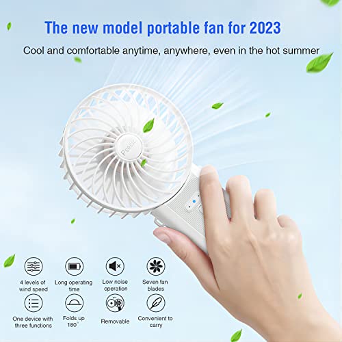 Psecici Handheld Fan, Mini Portable Personal Fan with lanyard, 4 Speeds Level 180° Foldable Design for Desk/Travel/Office/...