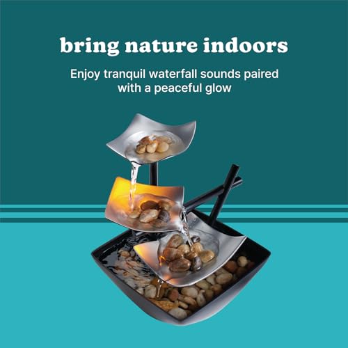 Homedics Tabletop Water Fountain, Home Décor Soothing Sound Machine - Automatic Pump, Deep Basin & Natural River Rocks. In...