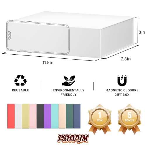 PSHVYM Gift Boxes with Lids, 11.5x7.8x3 In White Gift Box for Presents Magnetic Closure for T-Shirts, Gloves, Scarves, Boo...