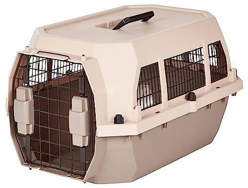 Amazon Basics Hard-Sided Dog and Cat Kennel, Single-Door Travel Pet Carrier with Metal Wire Ventilation, 23.6"L x 15.7"W x...