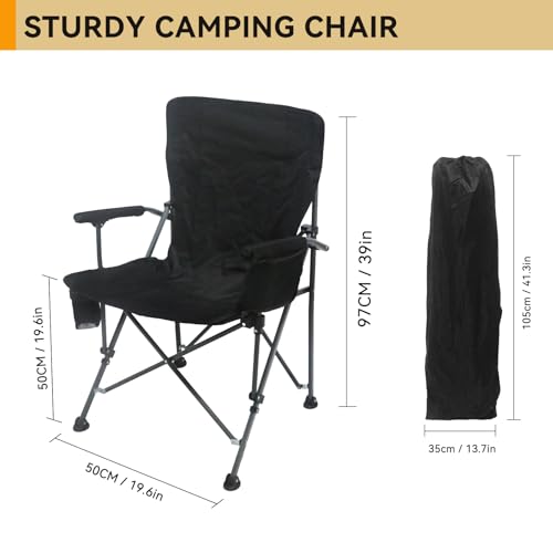 Portable Camping Chairs- Lightweight,Outdoor Chair with Side Pockets & Cup Holder,Heavy Duty Support 500 LBS Oversized Fol...
