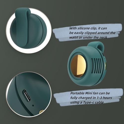 Portable Clip On Fan for Shirt, Mini Fan With Clip, Silent Bladeless Adjustable 3 Speeds Suspended Waist Fans, 2026 New We...