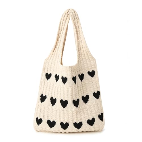 Gaudiwel Knitted Shoulder Tote Bag Large Crochet Beach Bag Hobo Bag Aesthetic Tote Handbags for Women