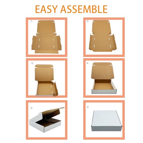 13x11x2 Inches Shipping Boxes Set of 25,White Corrugated Mailing Cardboard Box Literature Mailer for Packing Small Busines...