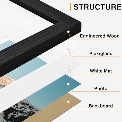 Vittanly 15 Pack Picture Frames Collage Wall Decor for Mounting or Tabletop Display, Gallery Frame Set for Family, Multi S...