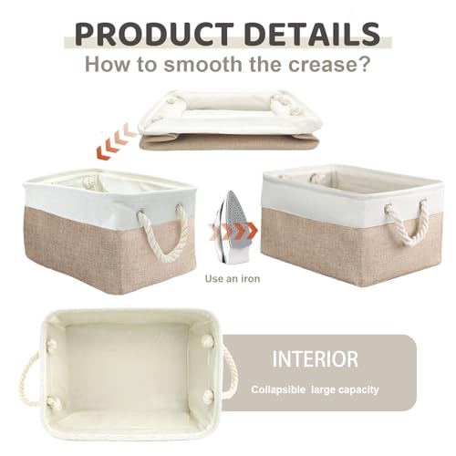 8 Pack Storage Basket Bins - Decorative Baskets Bulk Storage Box Cubes Containers with Handles for Clothes Storage Bathroo...