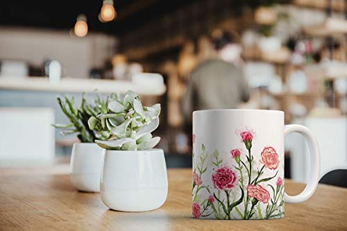MUGBREW 11 OZ Coffee Mug Flowers Plants Garden Variety Designs, Carnations Flowers