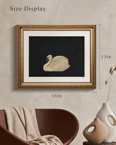 VIYYIEA Gold Framed Wall Art Canvas Print Home Decor,Black,13x16in