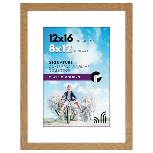 Americanflat 12x16 Picture Frame with Shatter-Resistant Glass - Use as 8x12 Frame with Mat or Display 12x16 Photo Without ...