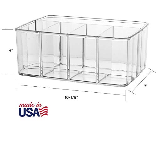 STORi 5-Compartment Clear Plastic Organizer | Rectangular Divided Makeup and Vanity Storage Bin and Office Desk Caddy | Sc...